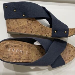 Esprit Navy Cork Wedge